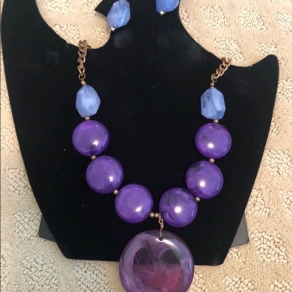 JEWELRY SET Purple Ombré Necklace & Earring Set NEW!! - Picture 1 of 1